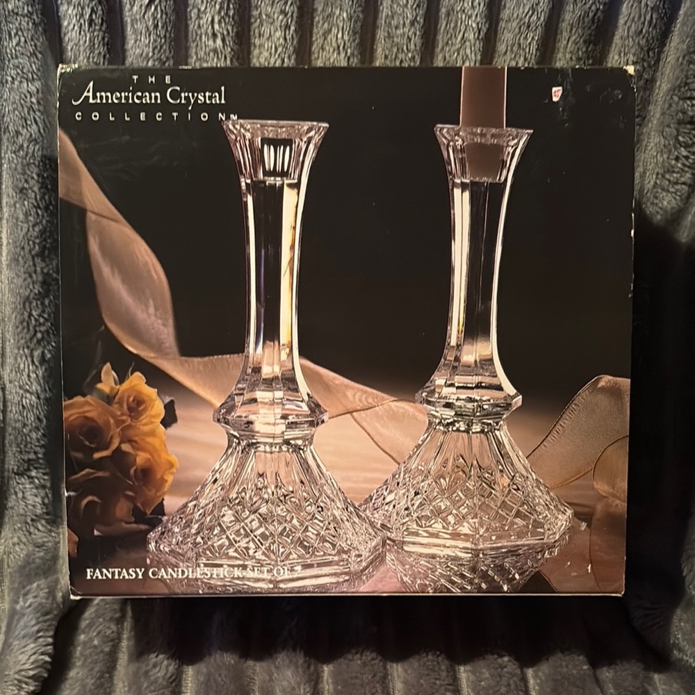 White Crystal Candle Holders with Intricate Patterns